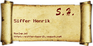 Siffer Henrik névjegykártya